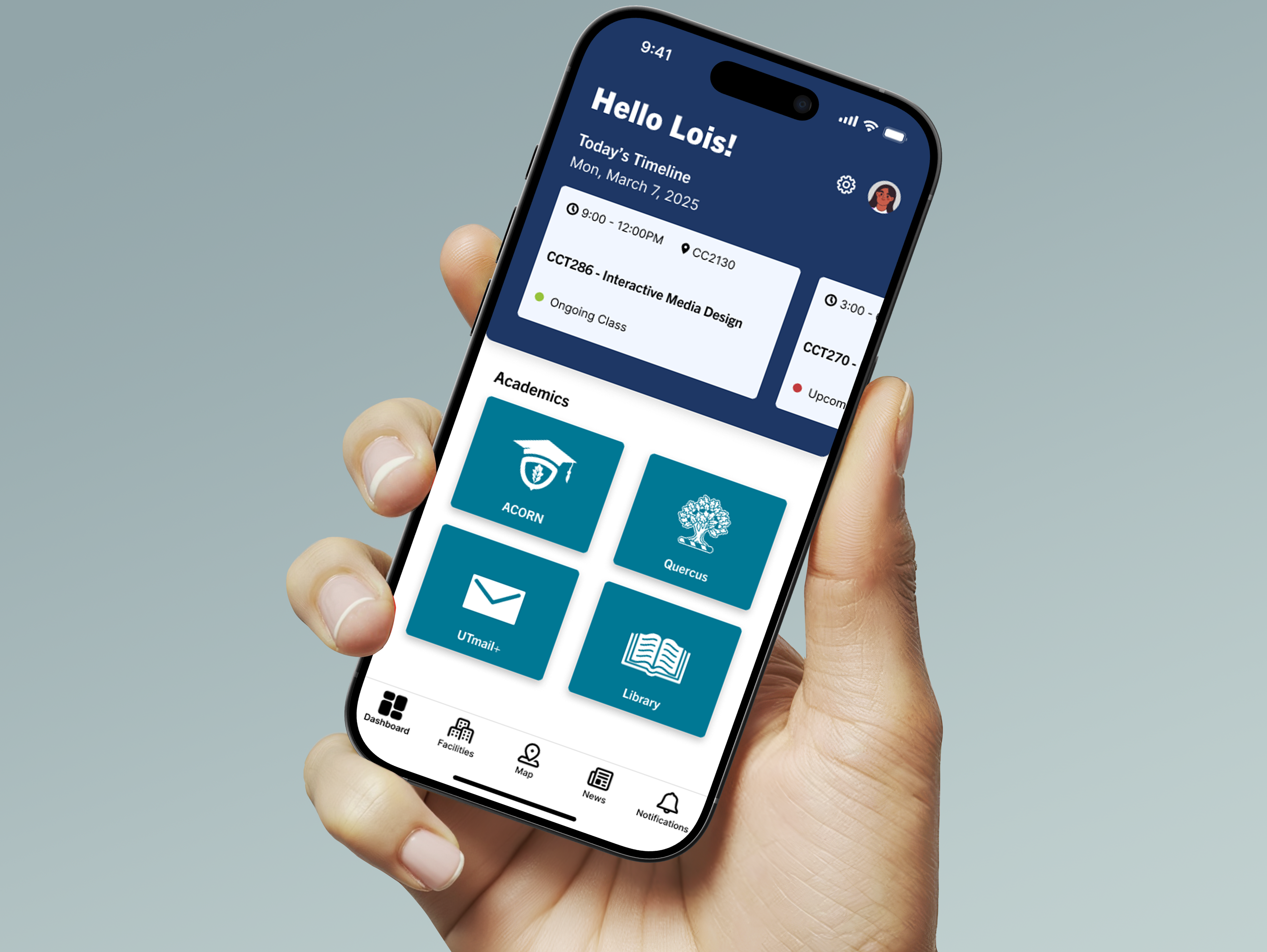 Phone mockup of University of Toronto App redesign