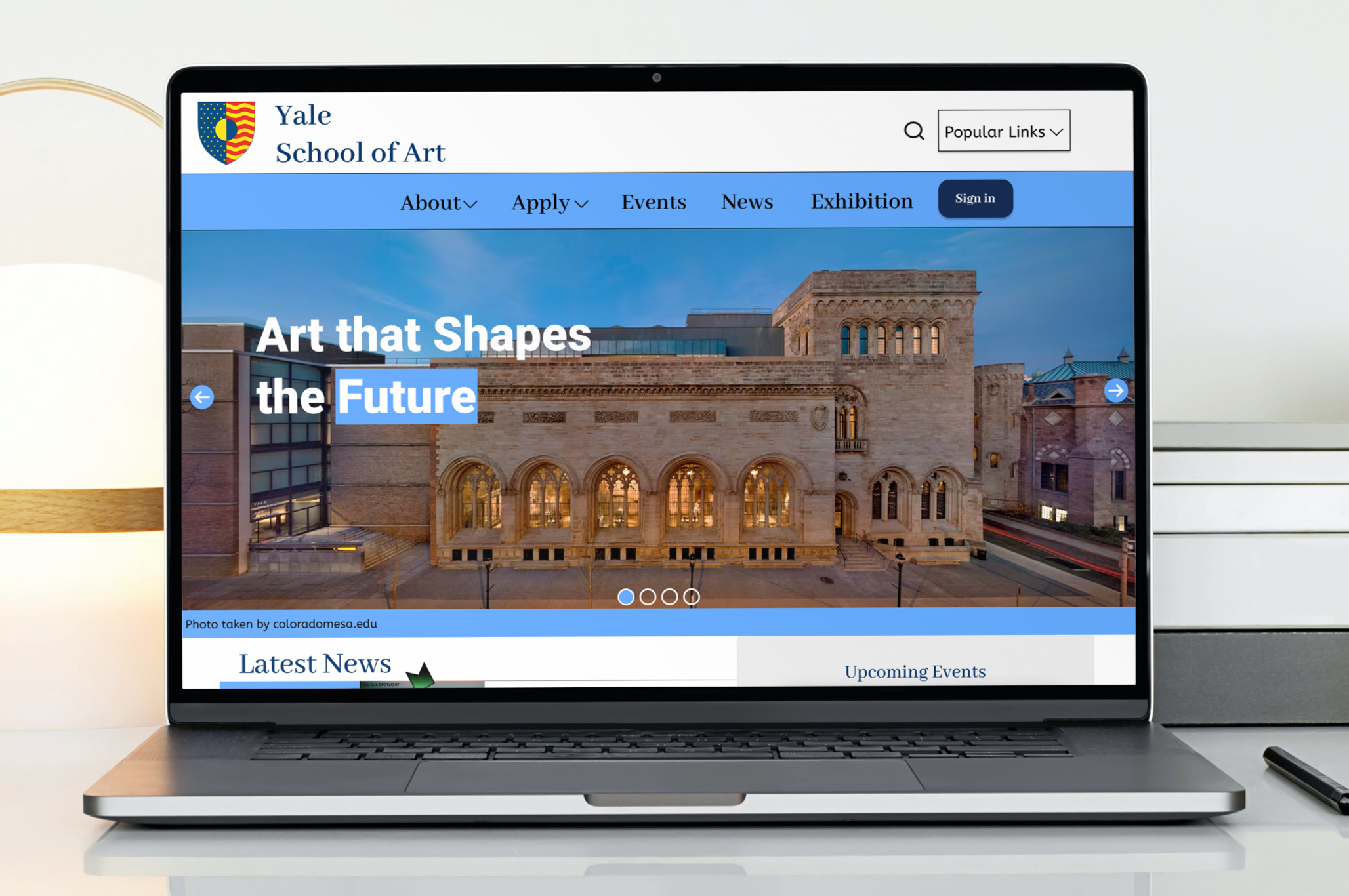 Website mockup of Yale School of Art redesign